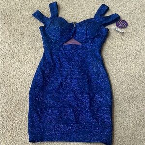 Windsor Blue Bodycon Mini Dress Sweetheart Neckline
